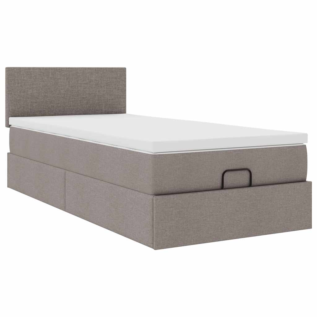 Struttura Letto Pouf con Materasso Tortora 90x190 cm in Tessuto | homemem39