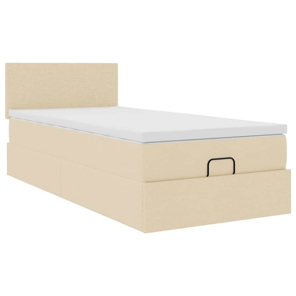 Struttura Letto Pouf con Materasso Crema 90x190 cm in Tessuto | homemem39