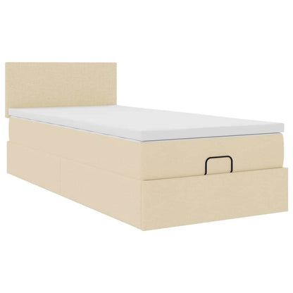 Struttura Letto Pouf con Materasso Crema 90x190 cm in Tessuto | homemem39