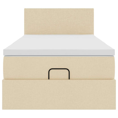 Struttura Letto Pouf con Materasso Crema 90x190 cm in Tessuto | homemem39