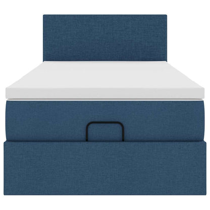 Struttura Letto Pouf con Materasso Blu 90x190 cm in Tessuto | homemem39