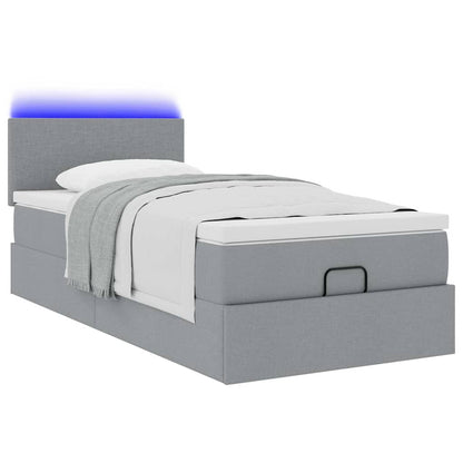 Pouf Letto con Materasso e LED Grigio Chiaro 90x200 cm Tessuto - homemem39