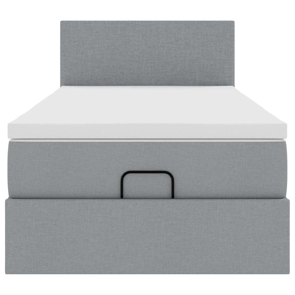 Pouf Letto con Materasso e LED Grigio Chiaro 90x200 cm Tessuto - homemem39