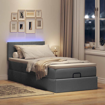 Pouf Letto con Materasso e LED Grigio Scuro 90x200 cm Tessuto - homemem39