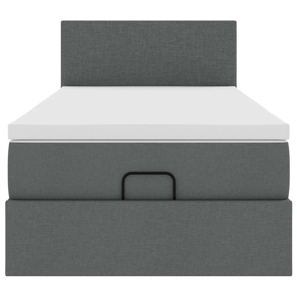 Pouf Letto con Materasso e LED Grigio Scuro 90x200 cm Tessuto