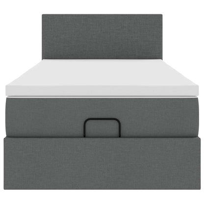 Pouf Letto con Materasso e LED Grigio Scuro 90x200 cm Tessuto