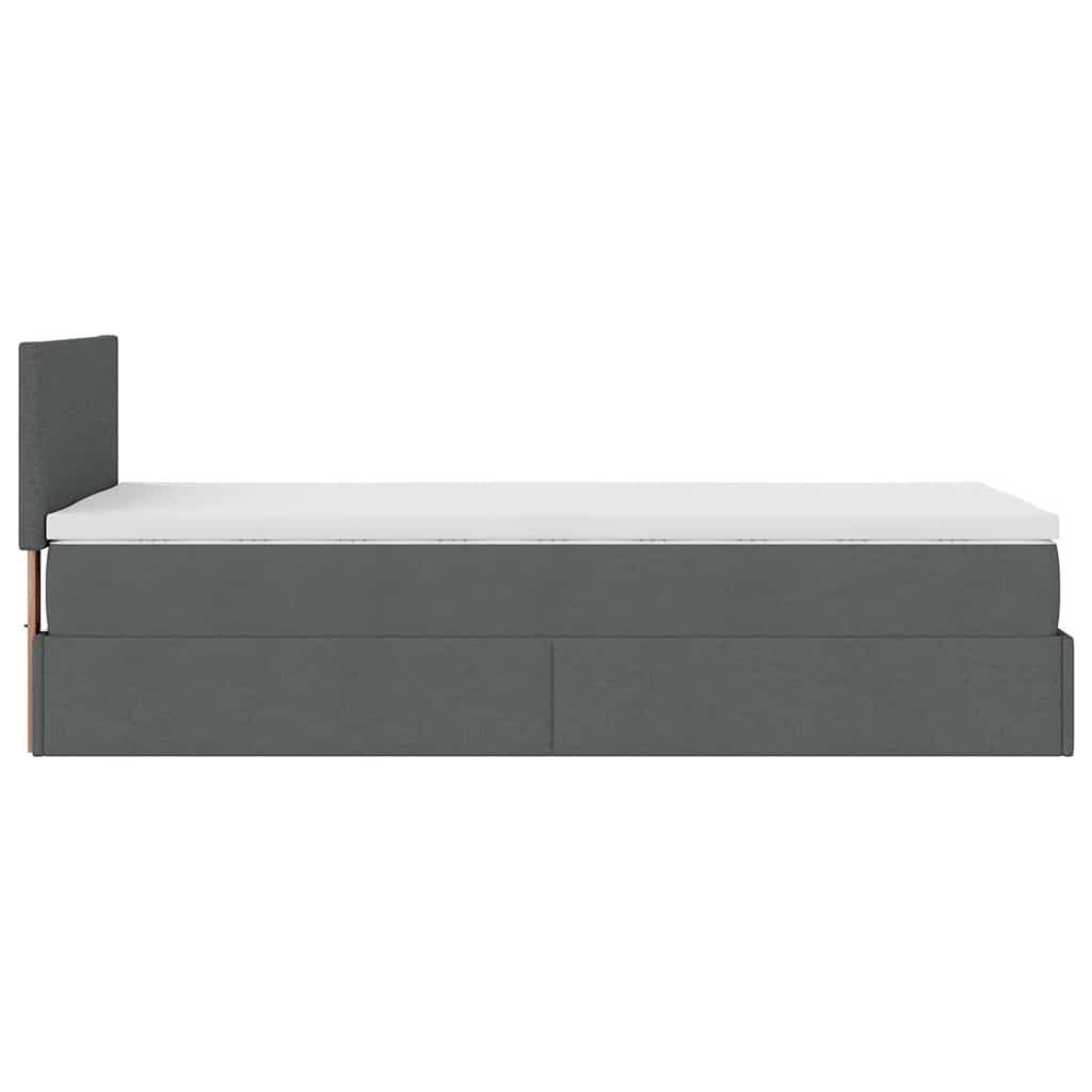 Pouf Letto con Materasso e LED Grigio Scuro 90x200 cm Tessuto - homemem39