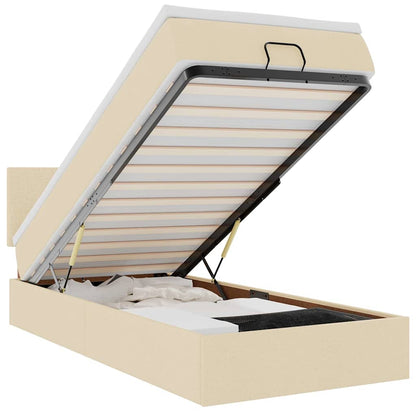 Pouf Letto con Materasso e LED Crema 90x200 cm in Tessuto | homemem39