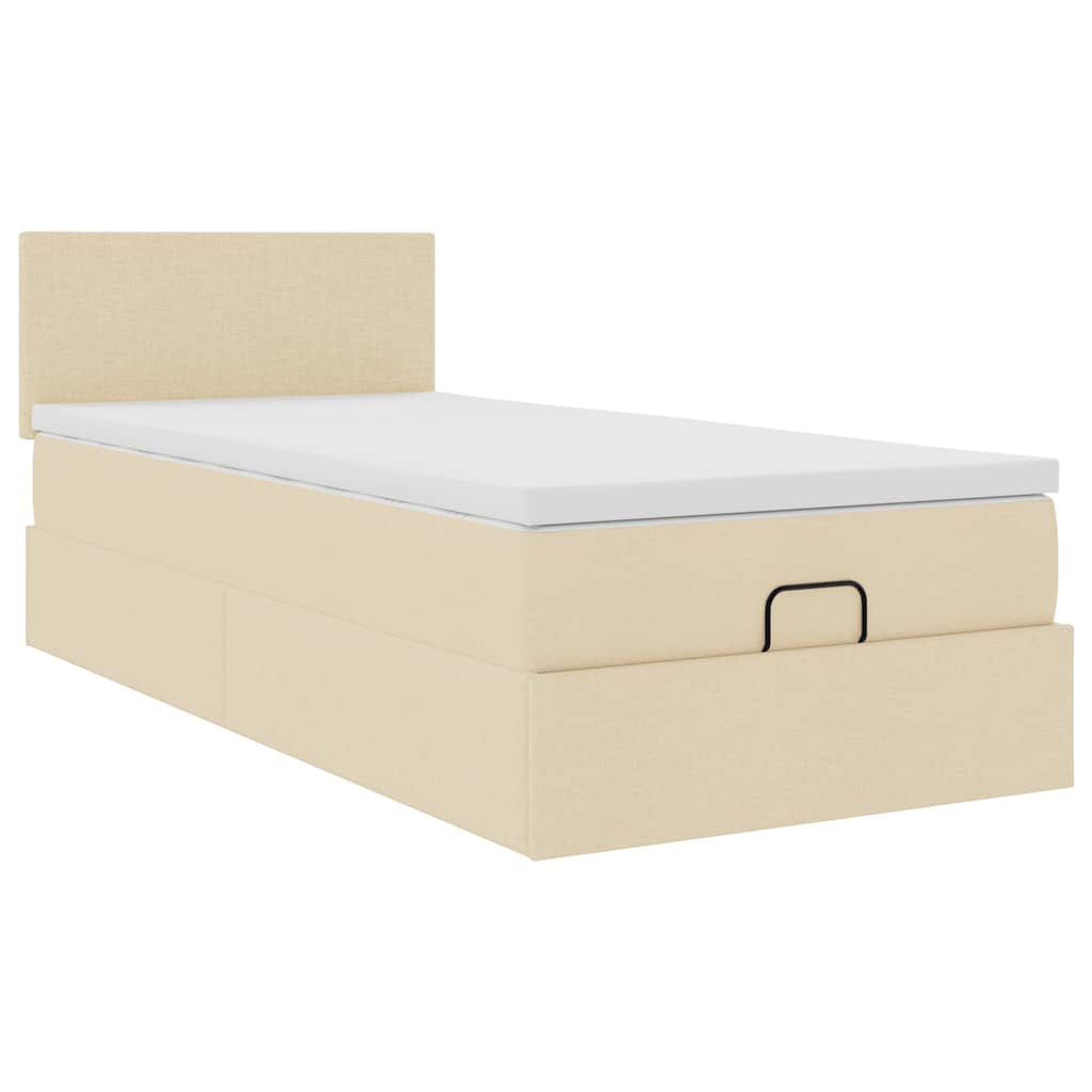 Pouf Letto con Materasso e LED Crema 90x200 cm in Tessuto | homemem39