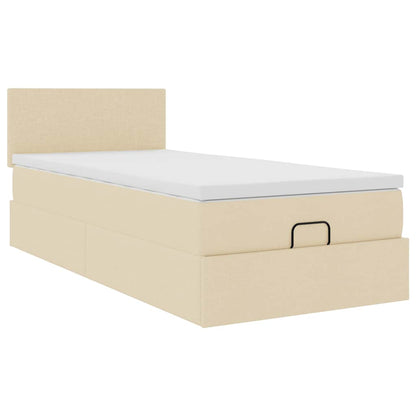 Pouf Letto con Materasso e LED Crema 90x200 cm in Tessuto | homemem39