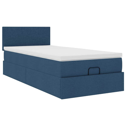 Pouf Letto con Materasso e LED Blu 90x200 cm in Tessuto | homemem39