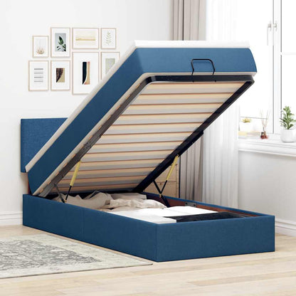 Pouf Letto con Materasso e LED Blu 90x200 cm in Tessuto | homemem39