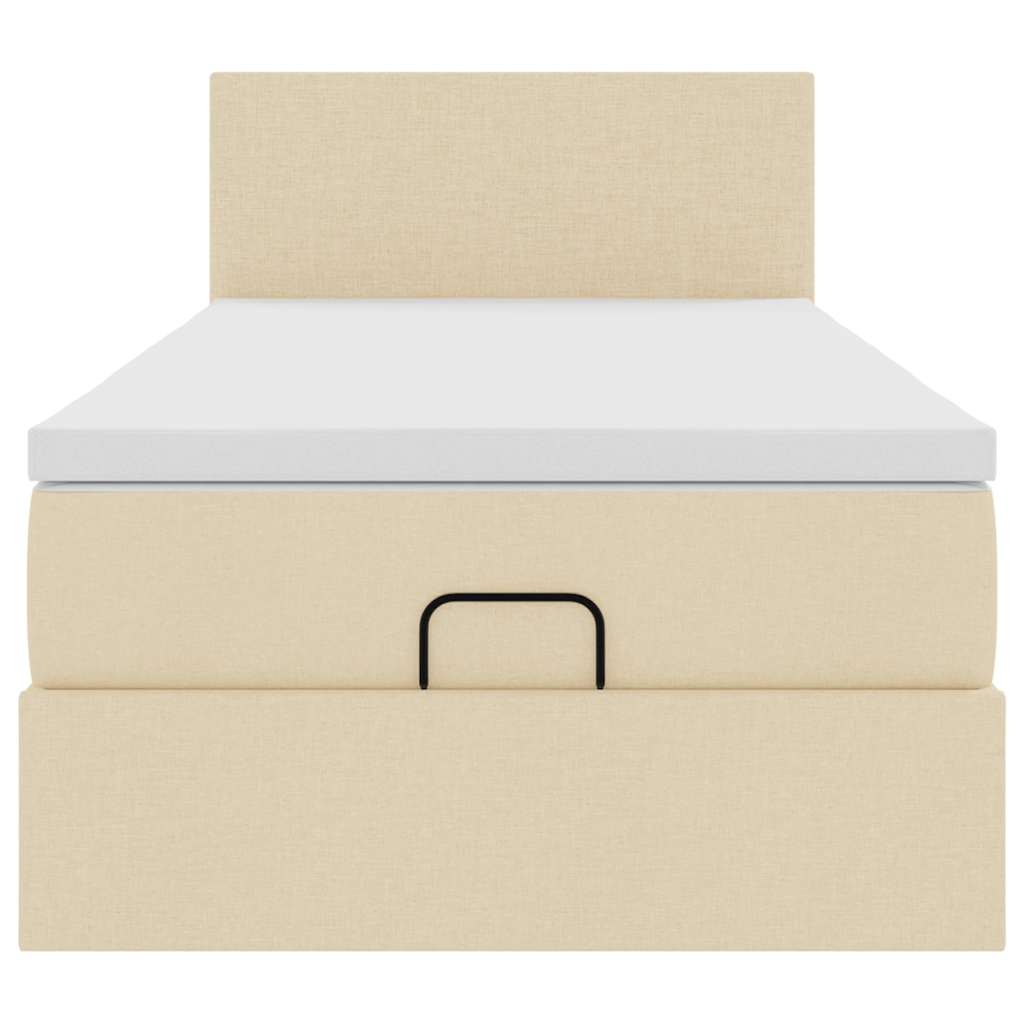 Pouf Letto con Materasso Crema 100x200 cm in Tessuto