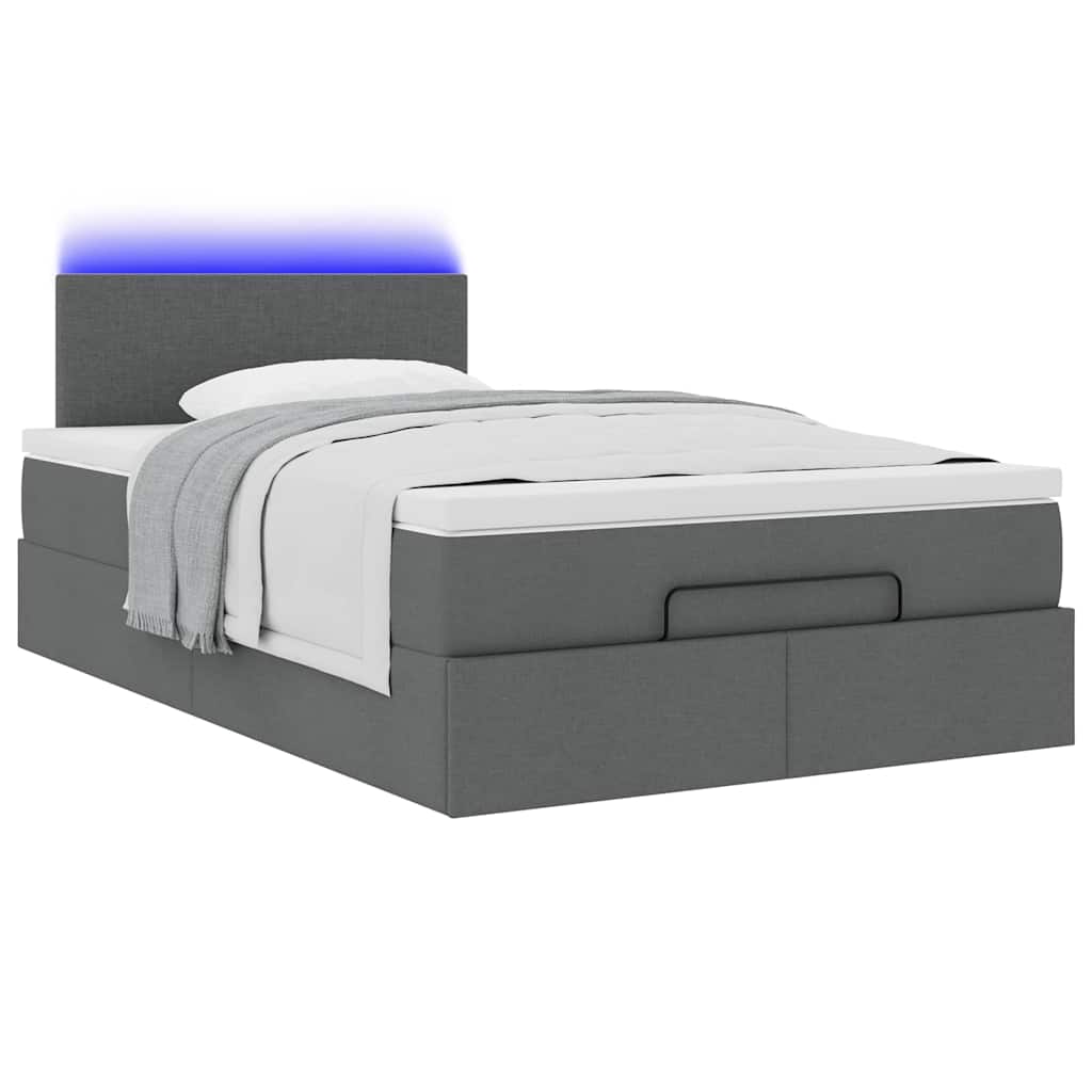 Pouf Letto con Materasso e LED Grigio Scuro 120x190 cm Tessuto | homemem39