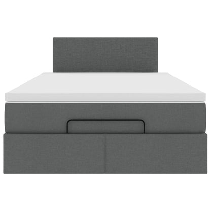Pouf Letto con Materasso e LED Grigio Scuro 120x190 cm Tessuto