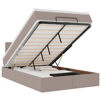 Pouf Letto con Materasso e LED Tortora 120x190cm in Tessuto