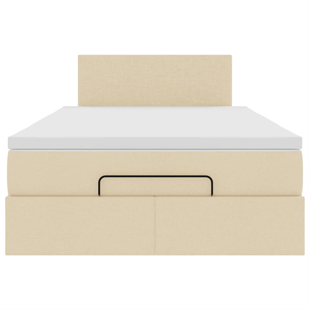 Pouf Letto con Materasso e LED Crema 120x190cm in Tessuto | homemem39