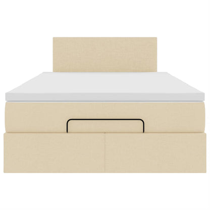 Pouf Letto con Materasso e LED Crema 120x190cm in Tessuto | homemem39