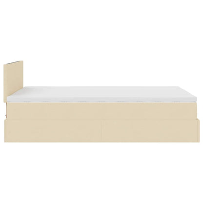 Pouf Letto con Materasso e LED Crema 120x190cm in Tessuto | homemem39