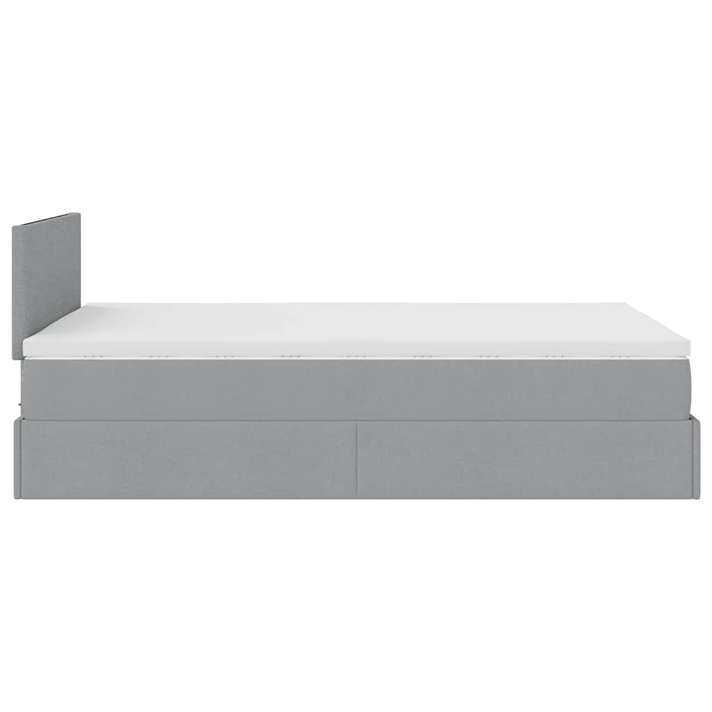 Pouf Letto con Materasso Grigio Chiaro 120x200 cm in Tessuto