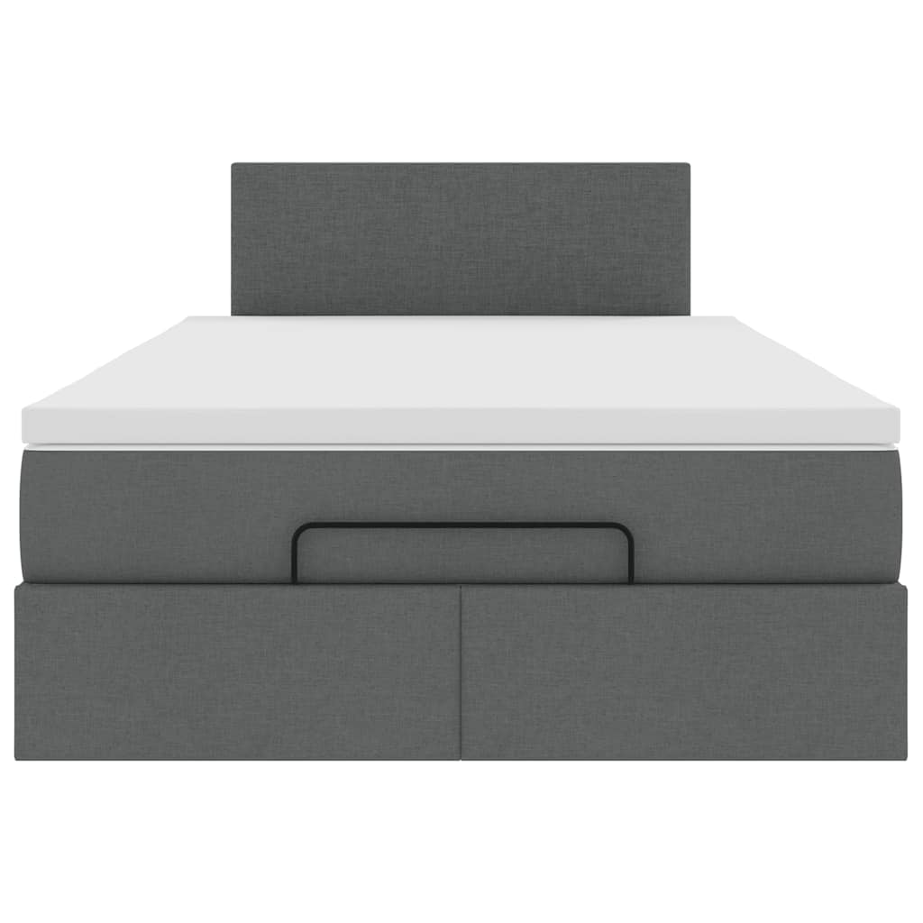 Pouf Letto con Materasso e LED Grigio Scuro 120x200 cm Tessuto
