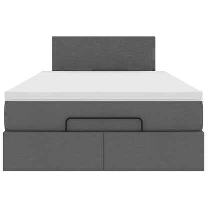 Pouf Letto con Materasso e LED Grigio Scuro 120x200 cm Tessuto