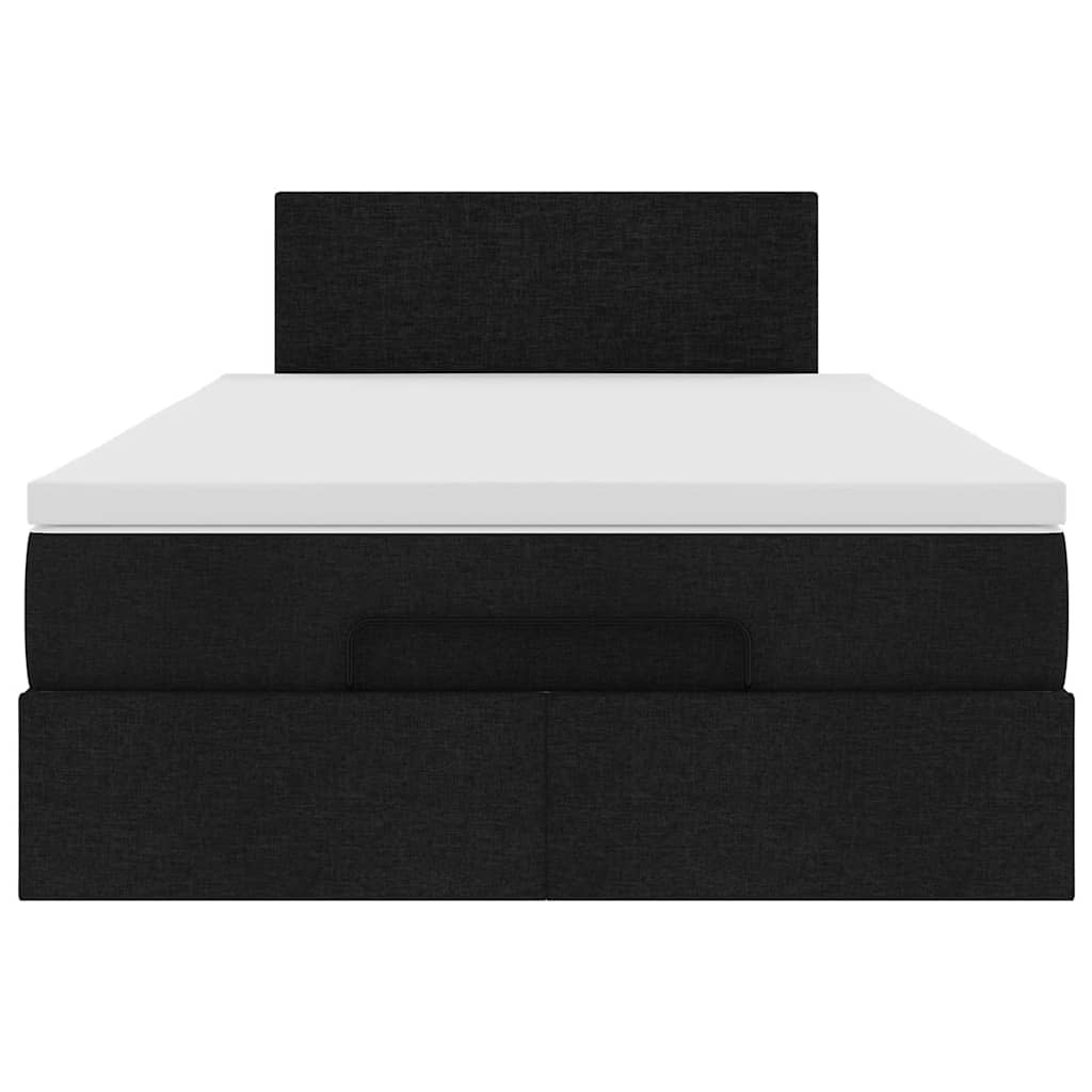 Pouf Letto con Materasso Nero 120x200 cm in Tessuto