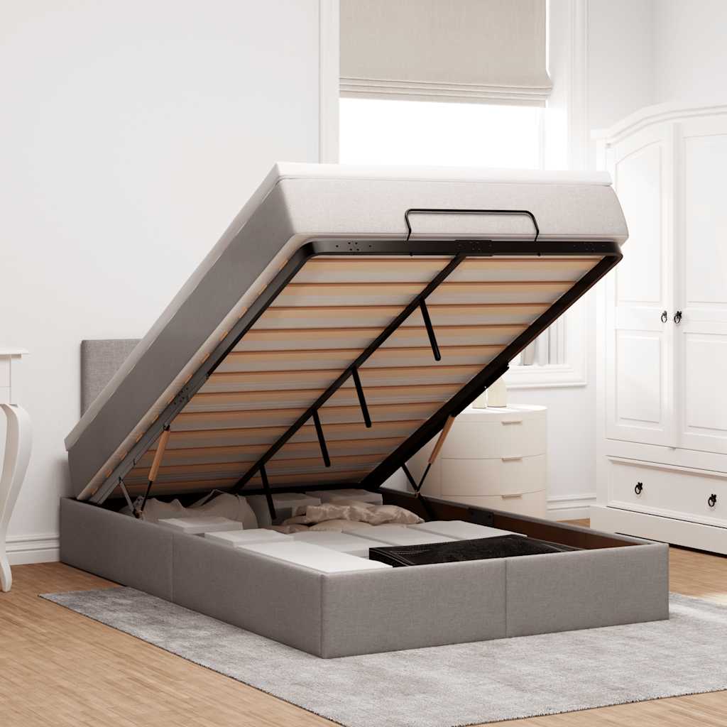 Struttura Letto Pouf con Materasso Tortora 120x200cm in Tessuto | homemem39