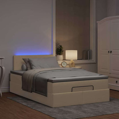 Struttura Letto Pouf con Materasso Crema 120x200 cm in Tessuto | homemem39
