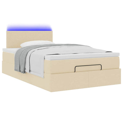Struttura Letto Pouf con Materasso Crema 120x200 cm in Tessuto | homemem39