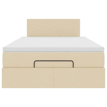 Struttura Letto Pouf con Materasso Crema 120x200 cm in Tessuto | homemem39