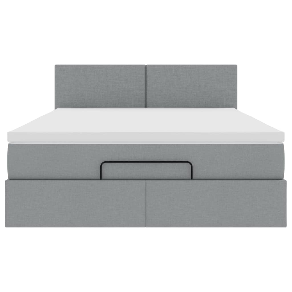 Pouf Letto con Materasso e LED Grigio Chiaro 140x190 cm