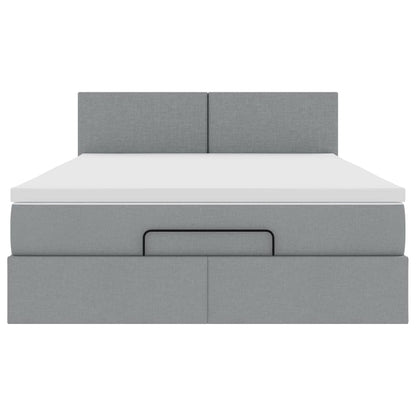 Pouf Letto con Materasso e LED Grigio Chiaro 140x190 cm