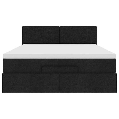 Pouf Letto con Materasso e LED Nero 140x190 cm