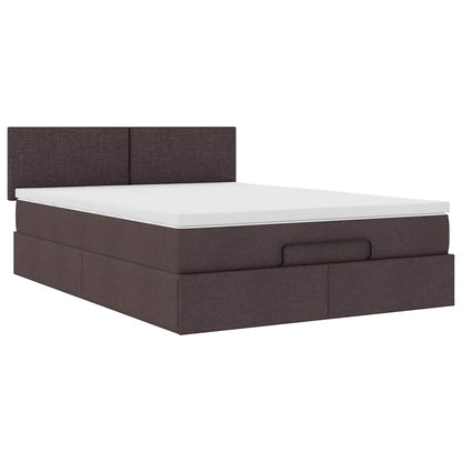 Pouf Letto con Materasso e LED Marrone Scuro 140x190 cm | homemem39