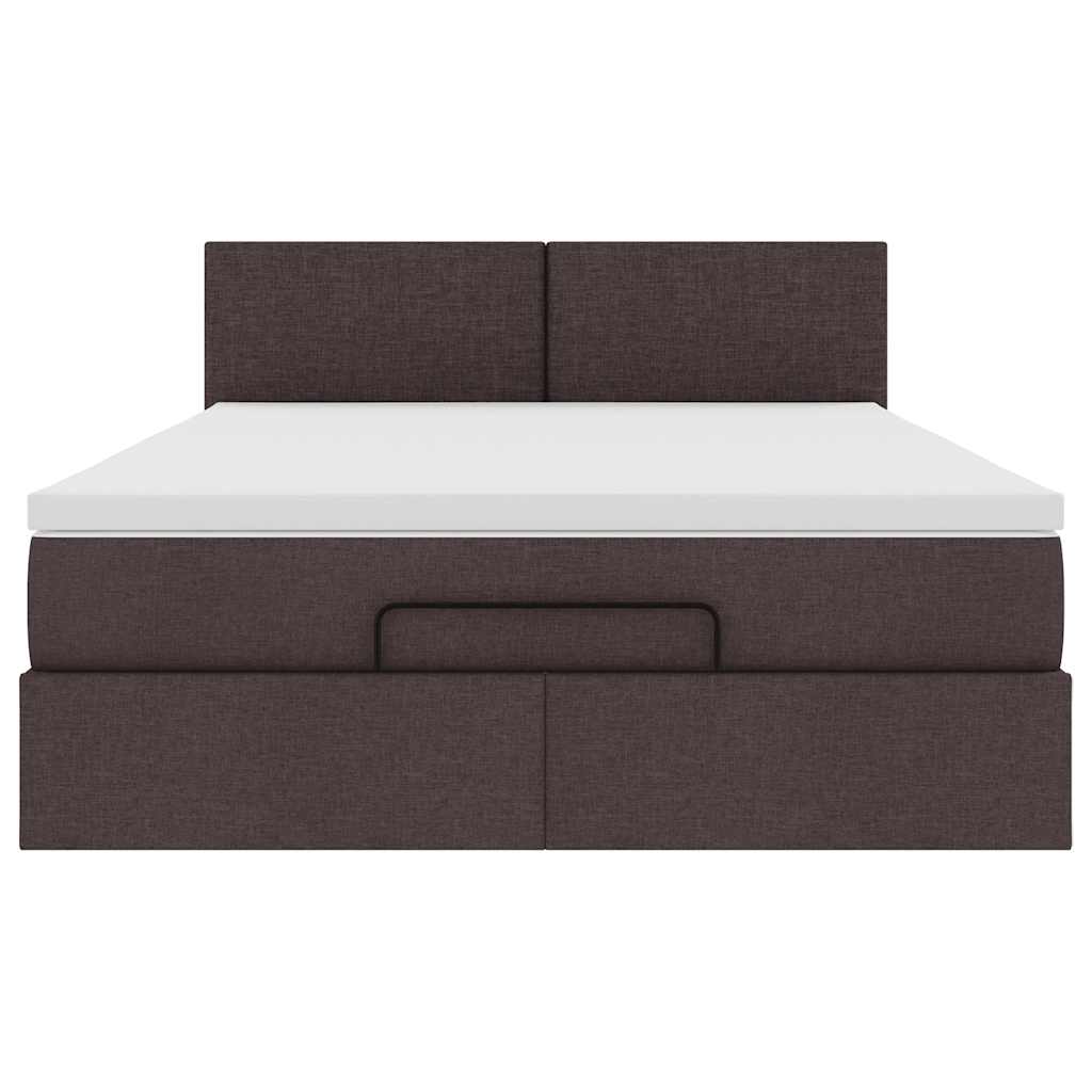 Pouf Letto con Materasso e LED Marrone Scuro 140x190 cm | homemem39
