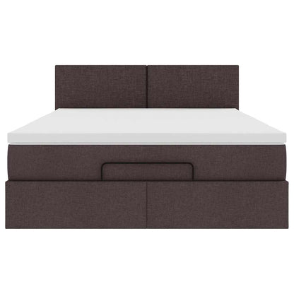 Pouf Letto con Materasso e LED Marrone Scuro 140x190 cm | homemem39