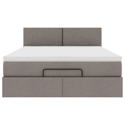 Pouf Letto con Materasso e LED Tortora 140x190 cm in Tessuto | homemem39