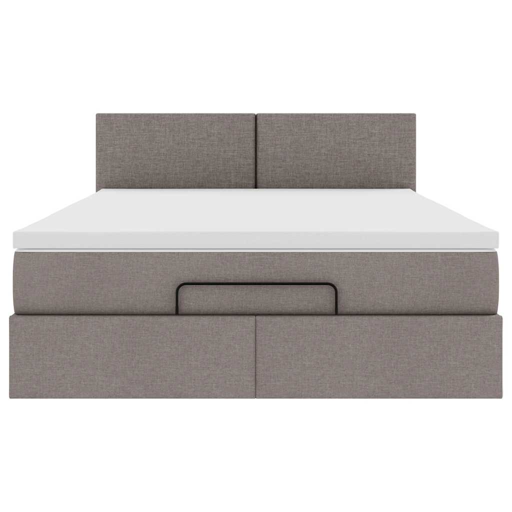 Pouf Letto con Materasso e LED Tortora 140x190 cm in Tessuto