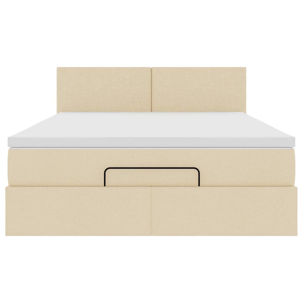 Pouf Letto con Materasso e LED Crema 140x190 cm