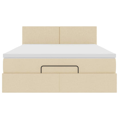 Pouf Letto con Materasso e LED Crema 140x190 cm