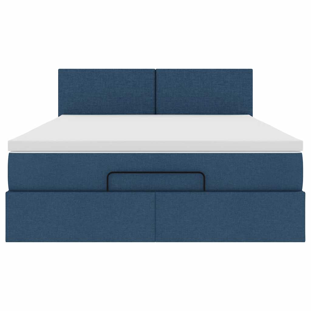 Pouf Letto con Materasso e LED Blu 140x190 cm