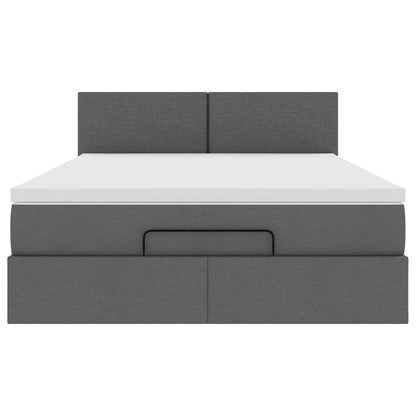 Pouf Letto con Materasso e LED Grigio Scuro 140x200 cm