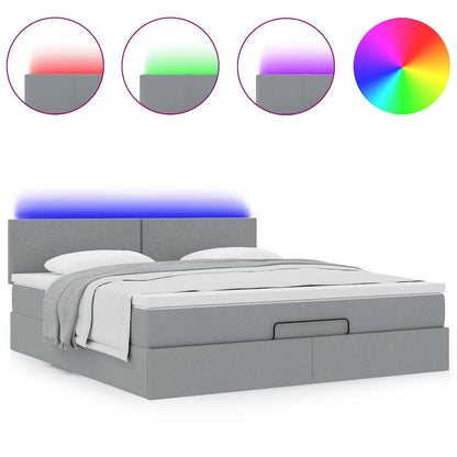Pouf Letto con Materasso e LED Grigio Chiaro 180x200cm Tessuto - homemem39
