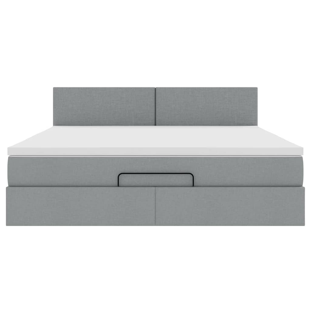 Pouf Letto con Materasso e LED Grigio Chiaro 180x200cm Tessuto
