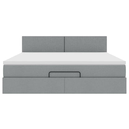 Pouf Letto con Materasso e LED Grigio Chiaro 180x200cm Tessuto