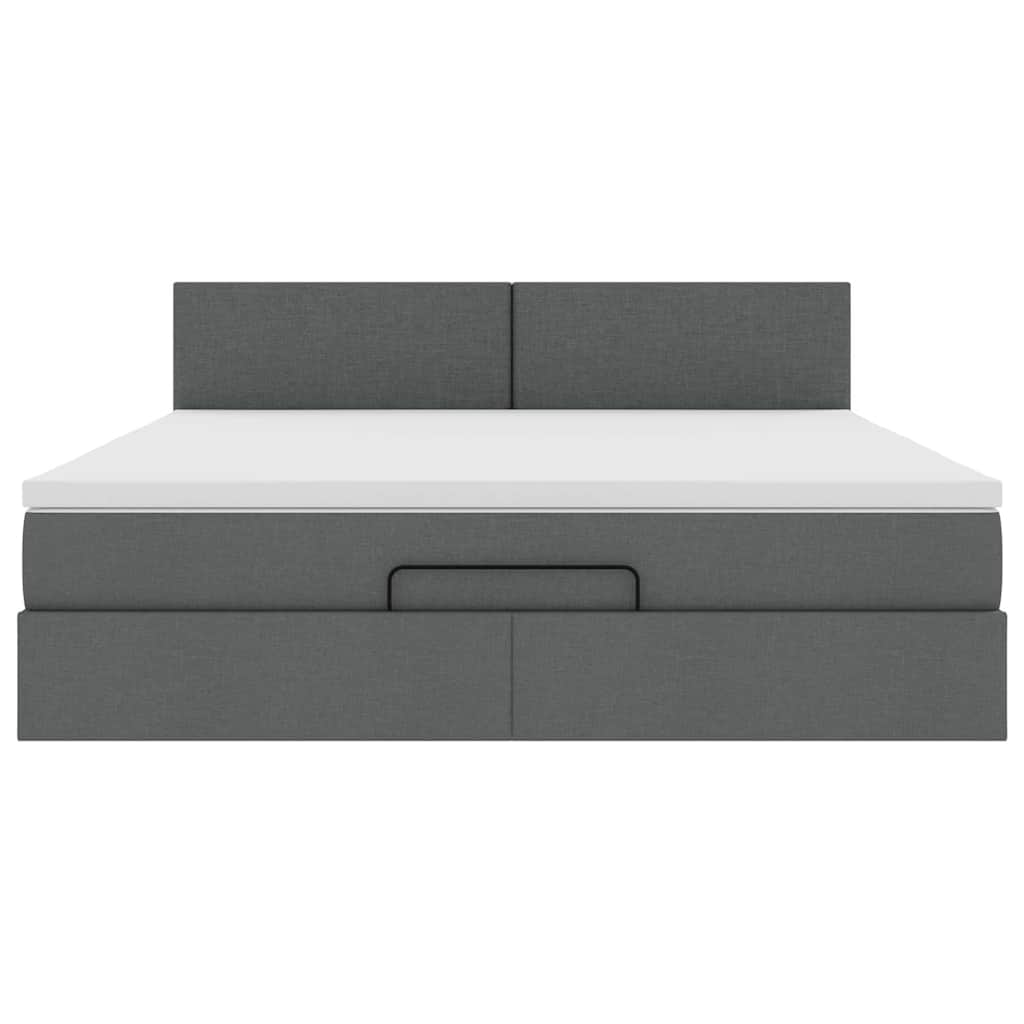 Pouf Letto con Materasso e LED Grigio Scuro 180x200cm Tessuto