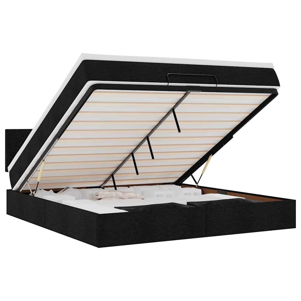 Pouf Letto con Materasso e LED Nero 180x200cm Tessuto | homemem39