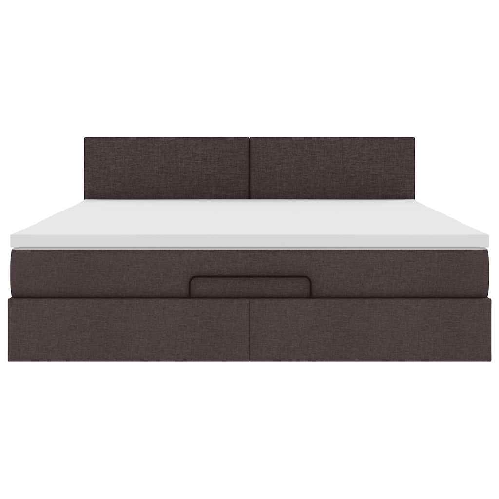 Pouf Letto con Materasso e LED Marrone Scuro 180x200cm Tessuto - homemem39