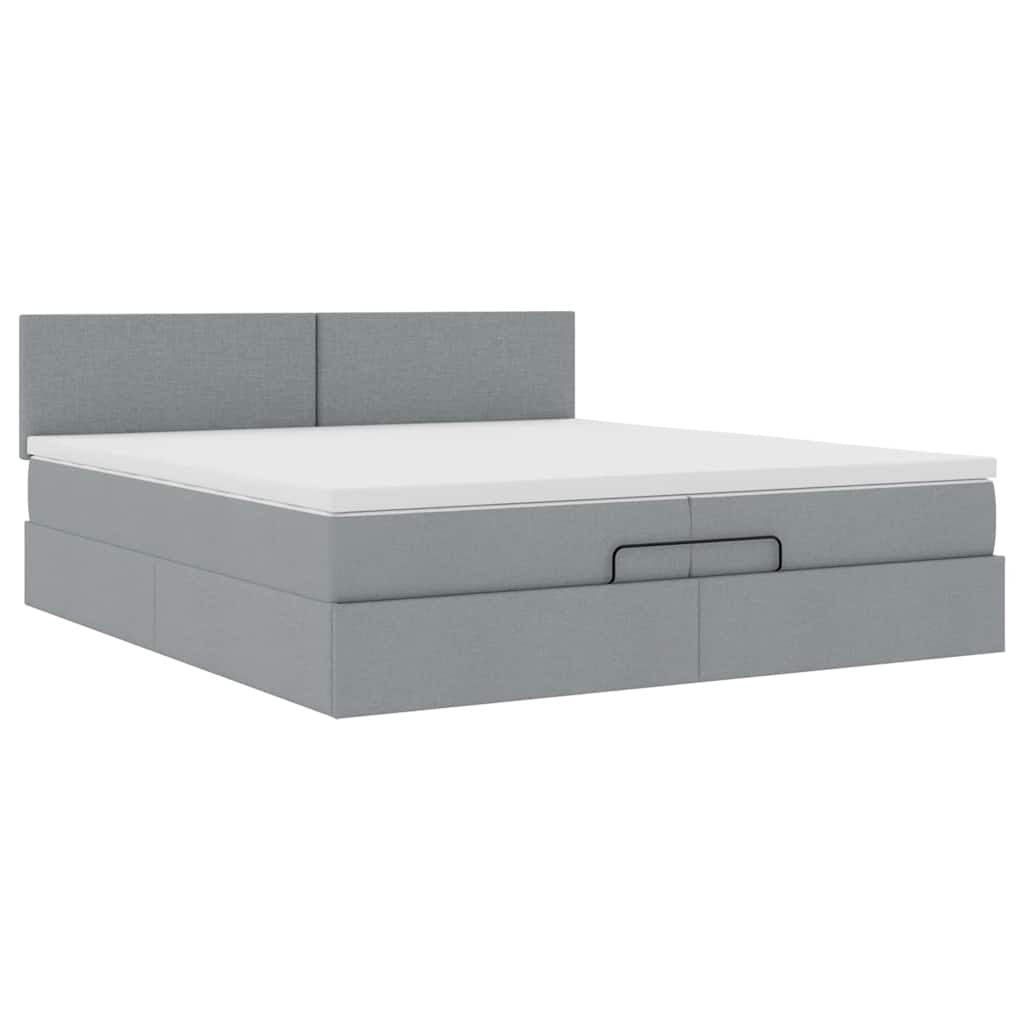 Struttura Letto Pouf con Materassi 200x200 cm in Tessuto | homemem39